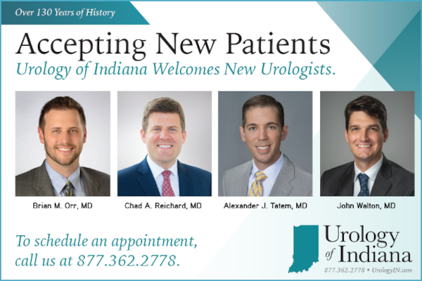Urology of Indiana New Physicians Brian Orr MD, Chad Reichard MD, Alex Tatem MD, John Walton MD